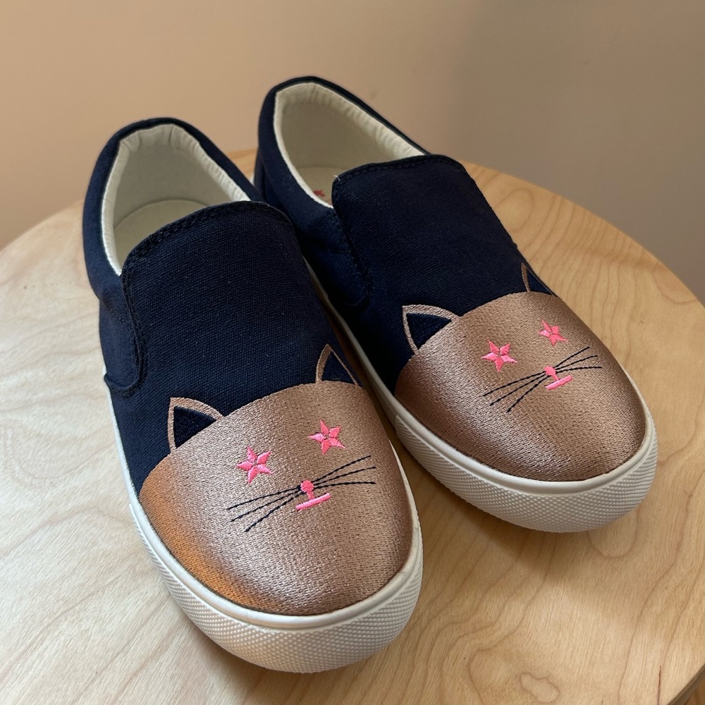 Brand New in Box Crewcuts Kids US5 Kitty Cat Canvas Embroidered Slip-onSneakers